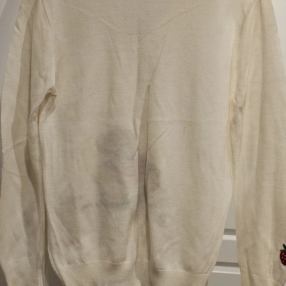 Cream V-Neck Sweater with Mouse Embroidery - Picture 8 of 11